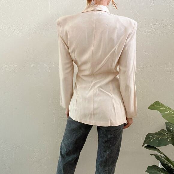 Vintage 90's Satin Wrap Blush Pink Longline Blazer Jacket - Picture 3 of 7